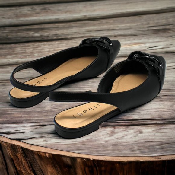 Women's Esprit Patty Flats in Black Size 7.5 Medium - Picture 3 of 8